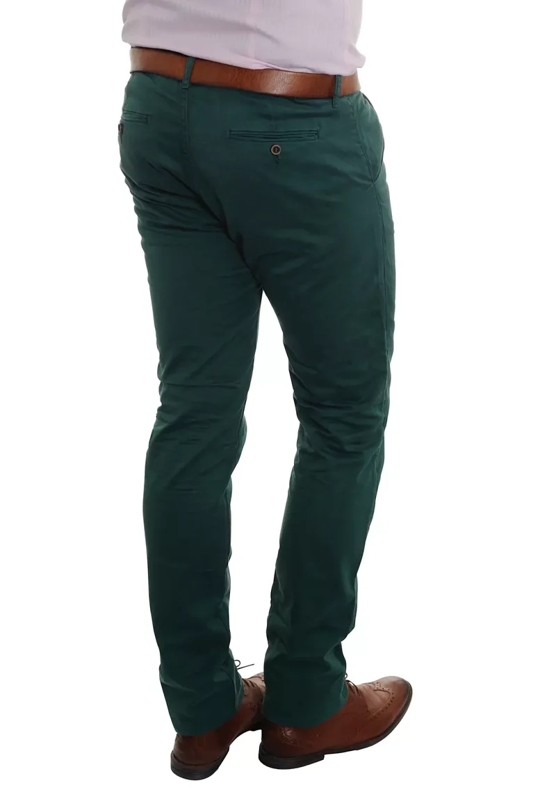 Pantalon chino homme grand vert bouteille – Entrejambe 105 cm