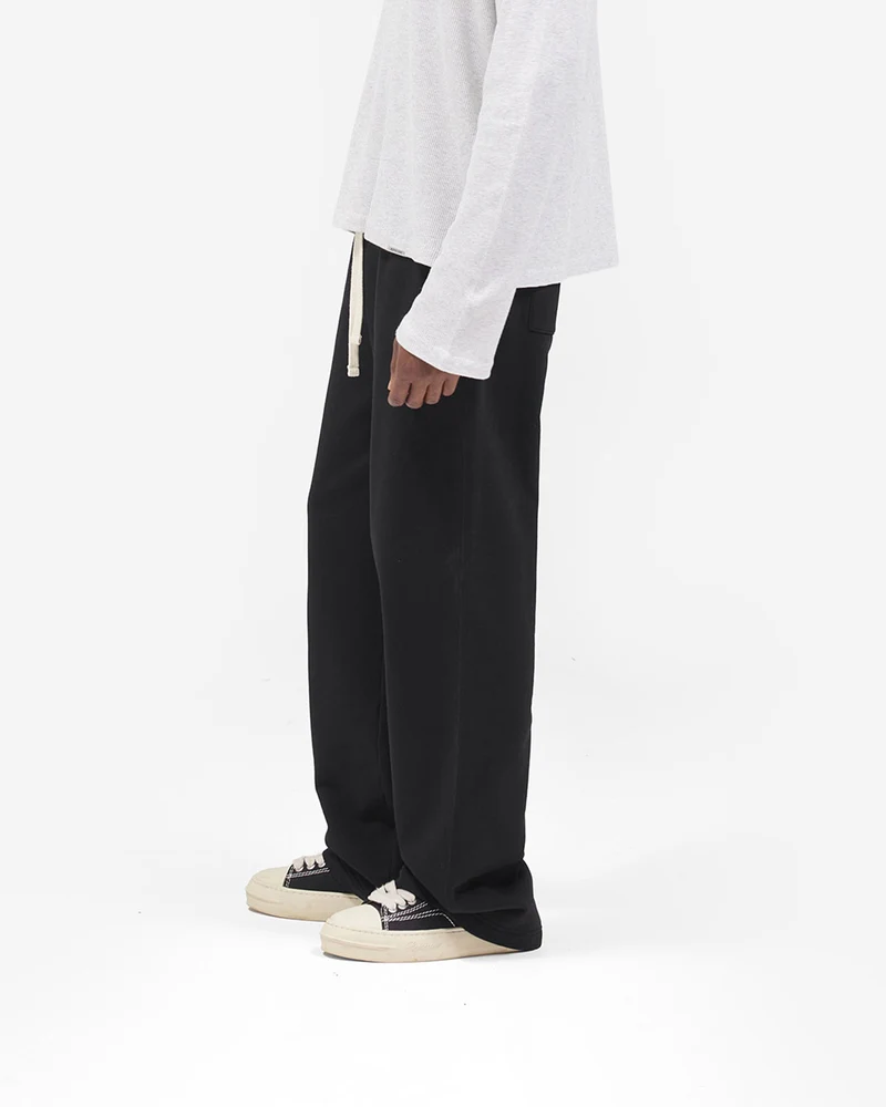Initial Wide Leg Sweatpants - Jet Black