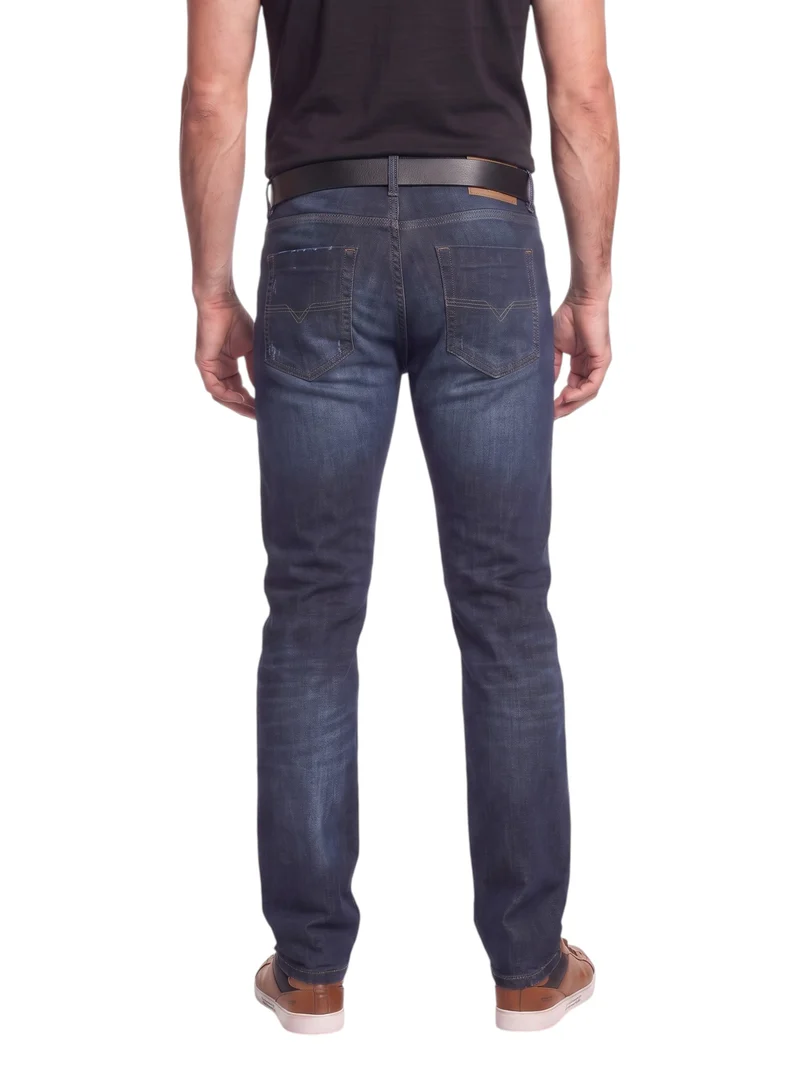 Jean homme grand straight fit délavé – Entrejambe 105 cm