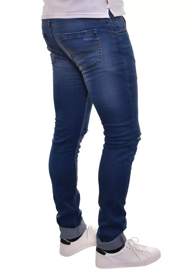 Jean homme grand clair slim laser – Entrejambe 105 cm