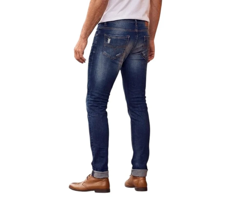Jean homme grand slim cuivré destroy – Entrejambe 105 cm