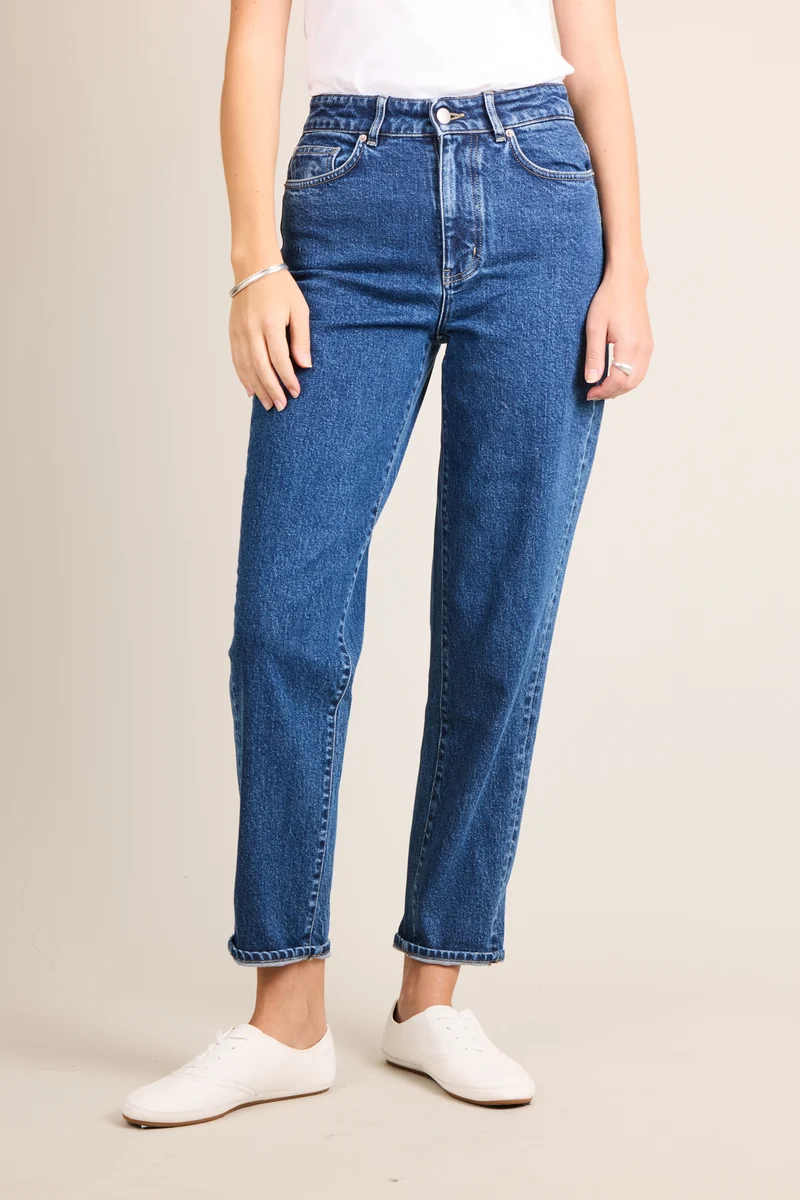 Jean mom bleu stone