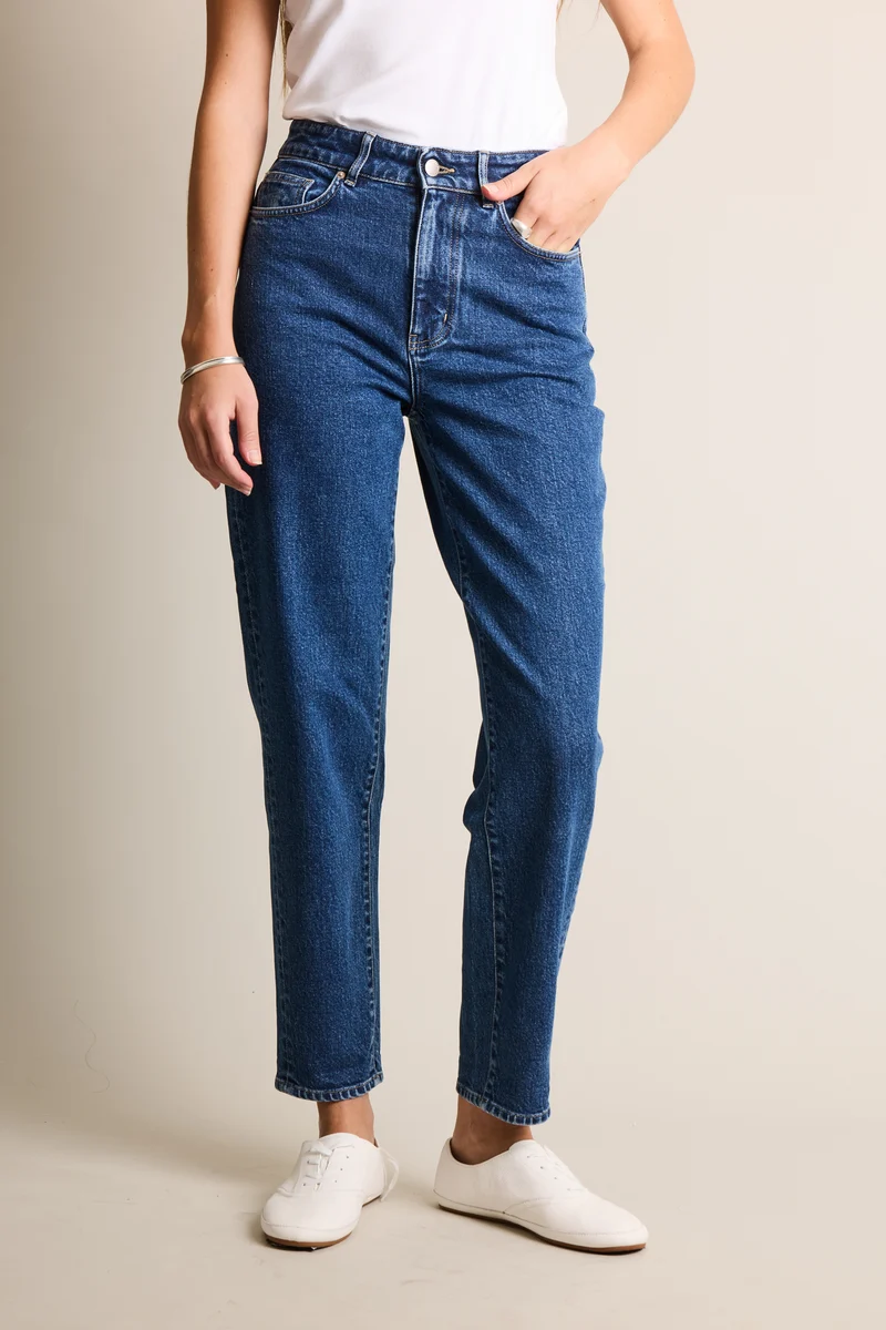 Jean mom bleu stone