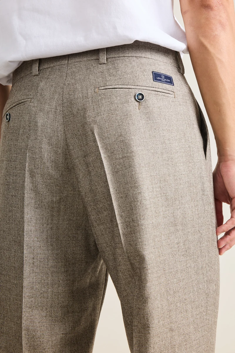 Pantalon à pinces flanelle greige