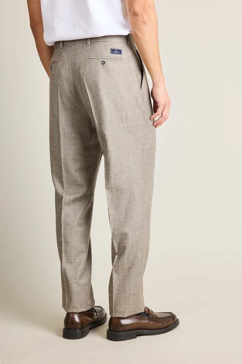 Pantalon à pinces flanelle greige