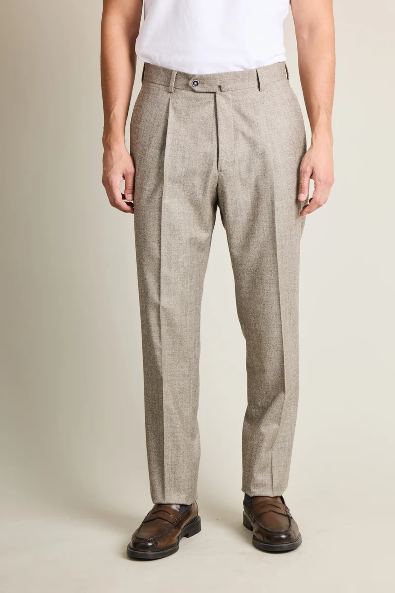 Pantalon à pinces flanelle greige