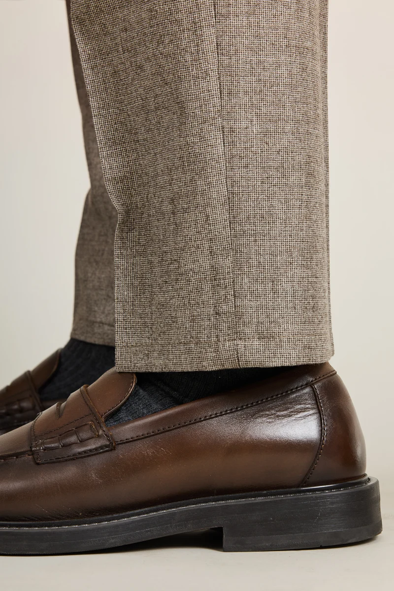 Pantalon à pinces flanelle greige