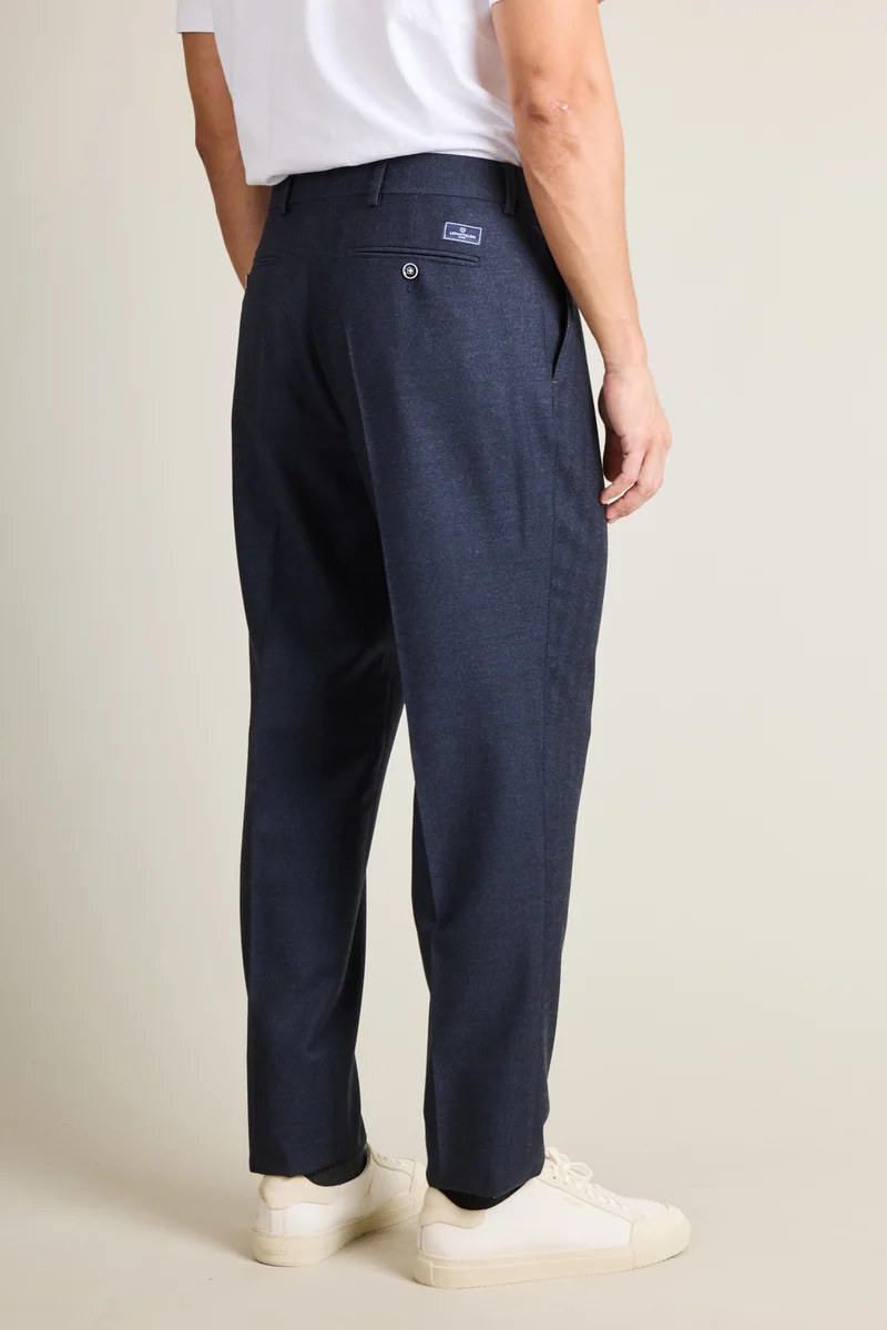 Pantalon à pinces flanelle chevron bleu marine