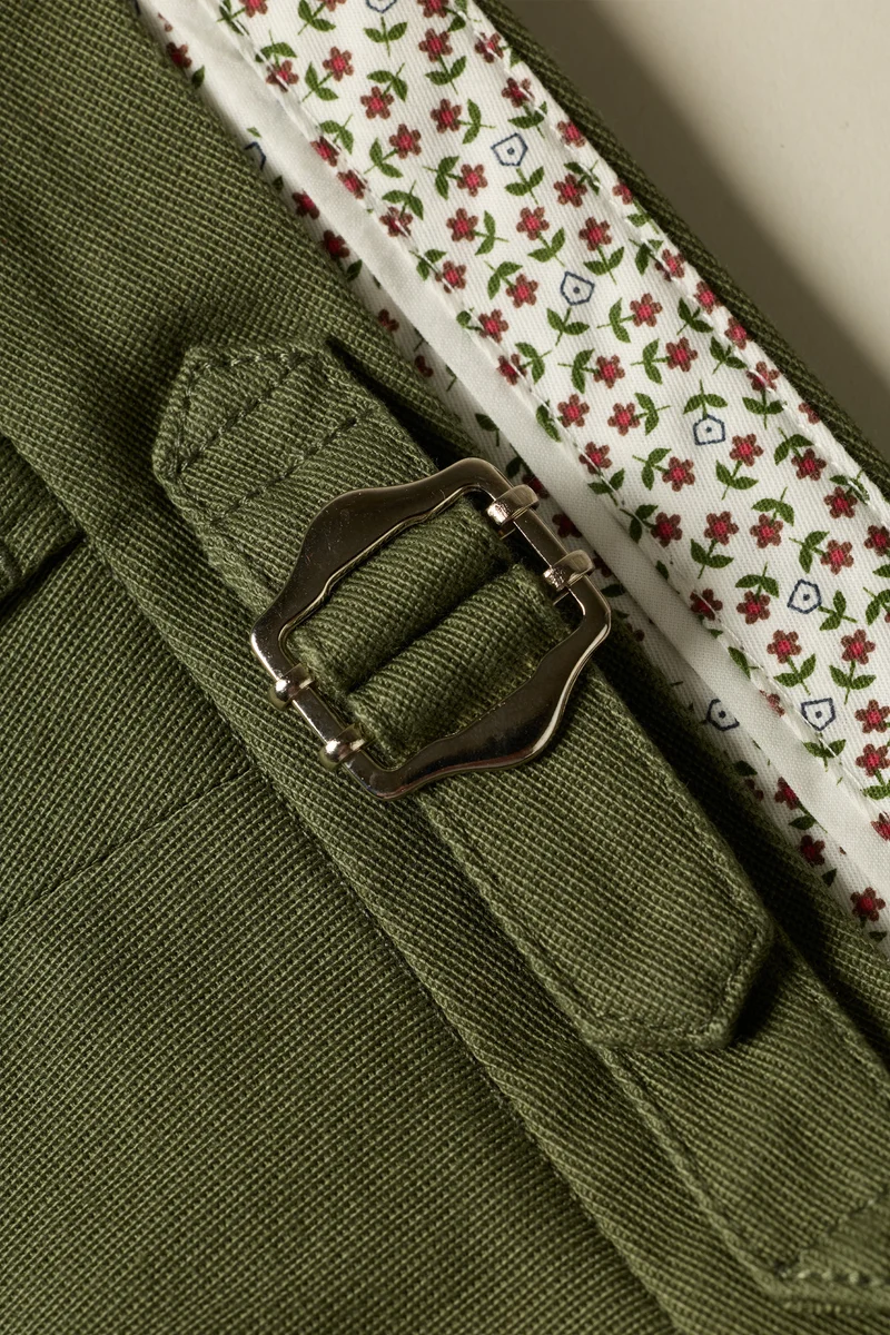 Chino droit double pinces kaki