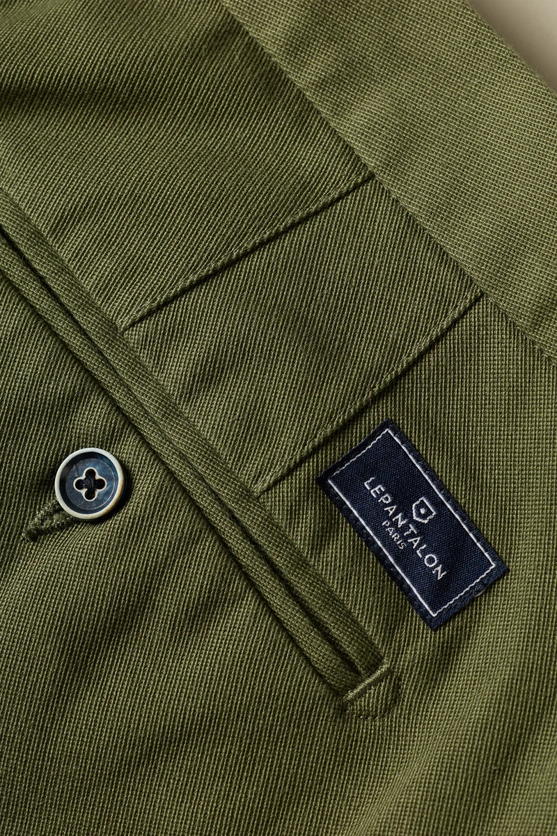 Chino droit double pinces kaki