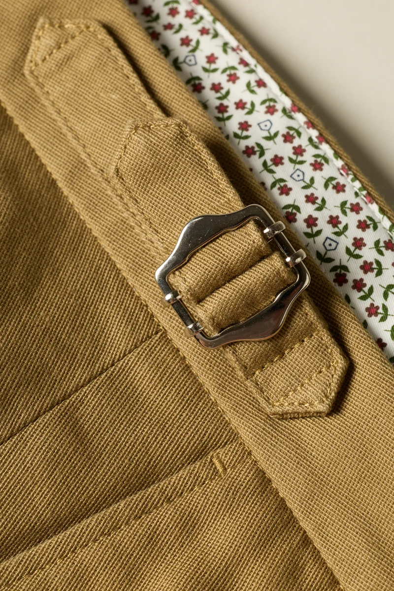 Chino droit double pinces beige foncé