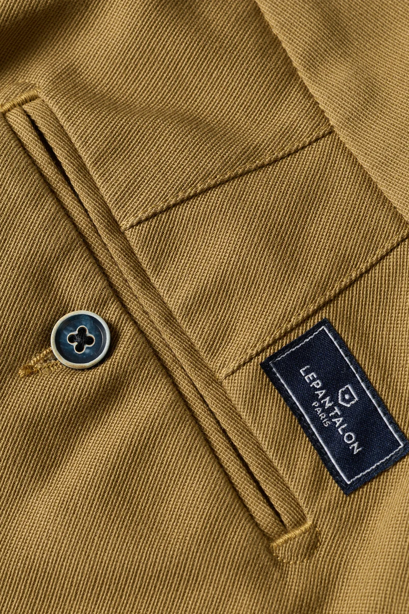 Chino droit double pinces beige foncé