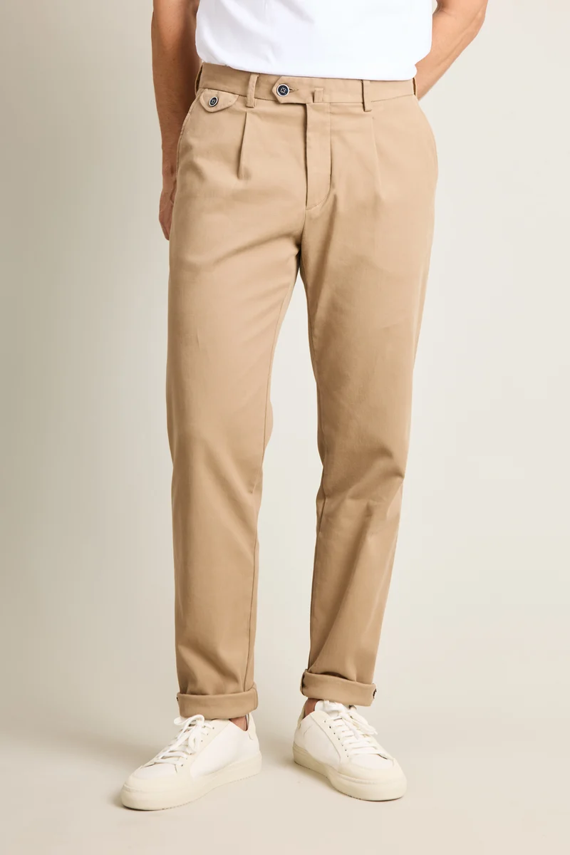 Chino à pinces beige