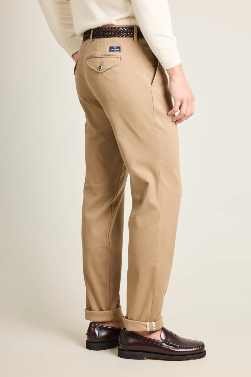 Chino à pinces beige