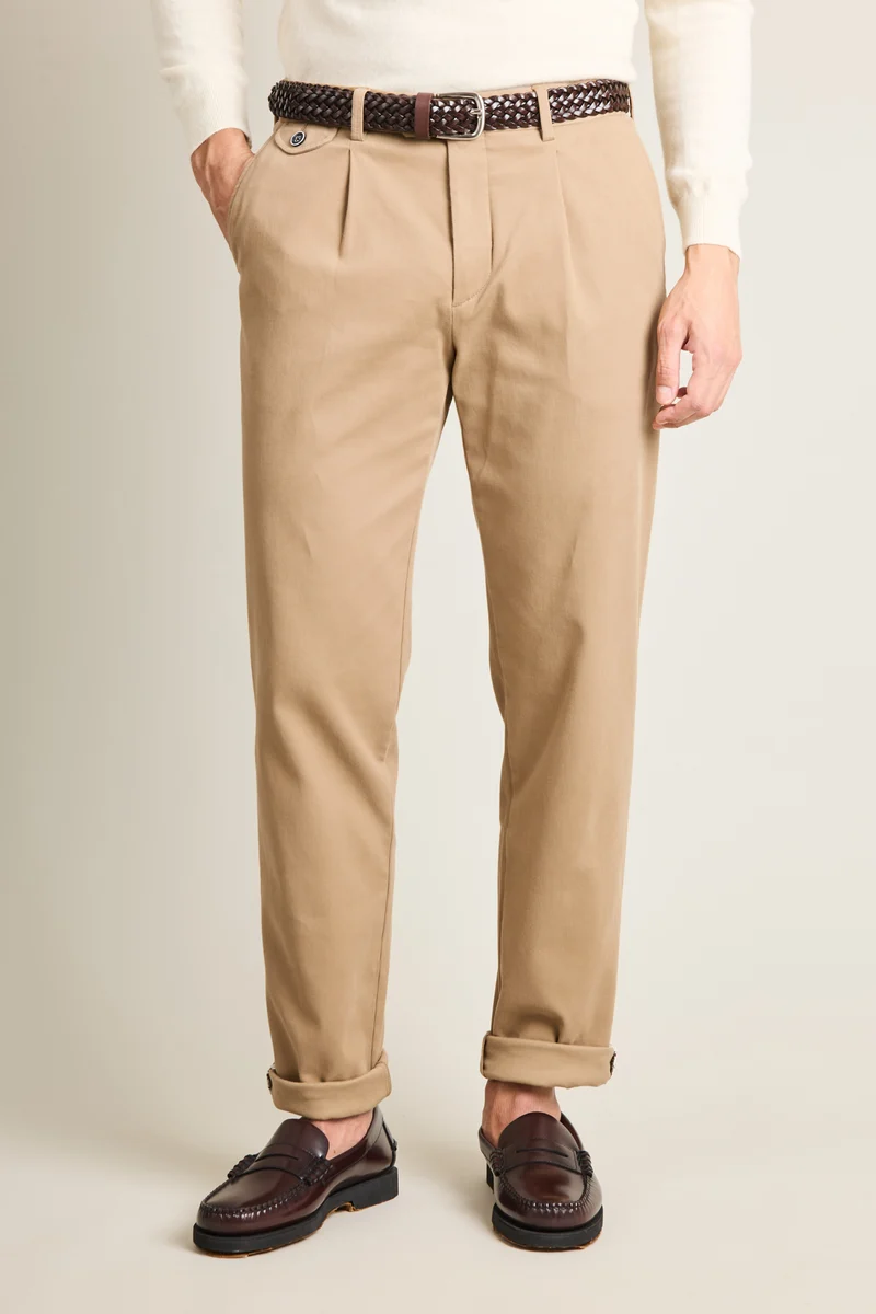 Chino à pinces beige