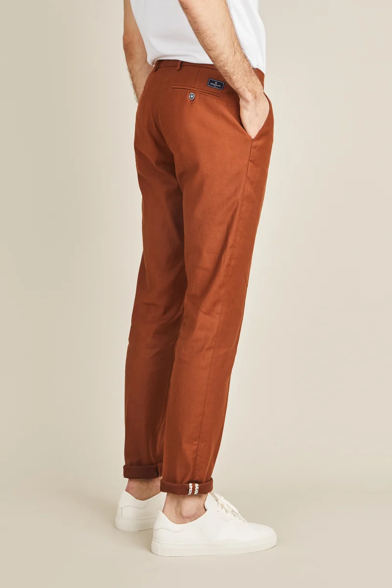 Chino coton-lin terracotta