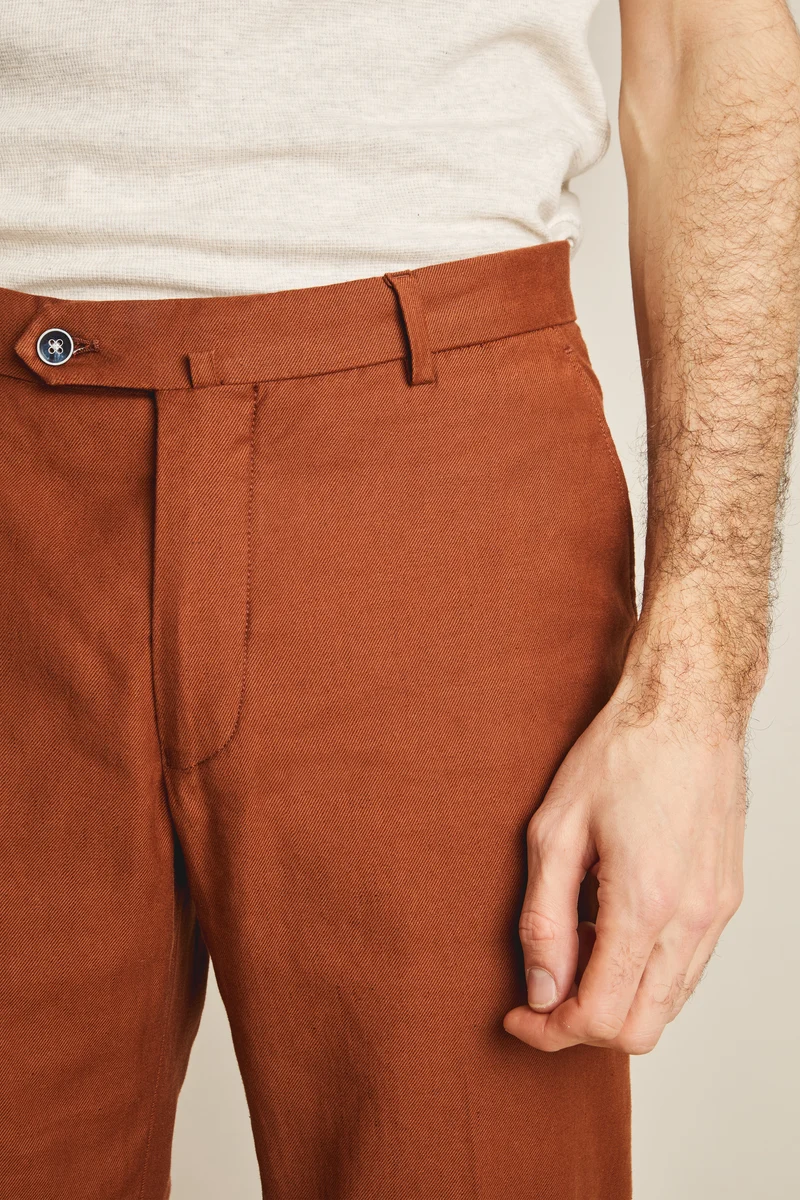 Chino coton-lin terracotta