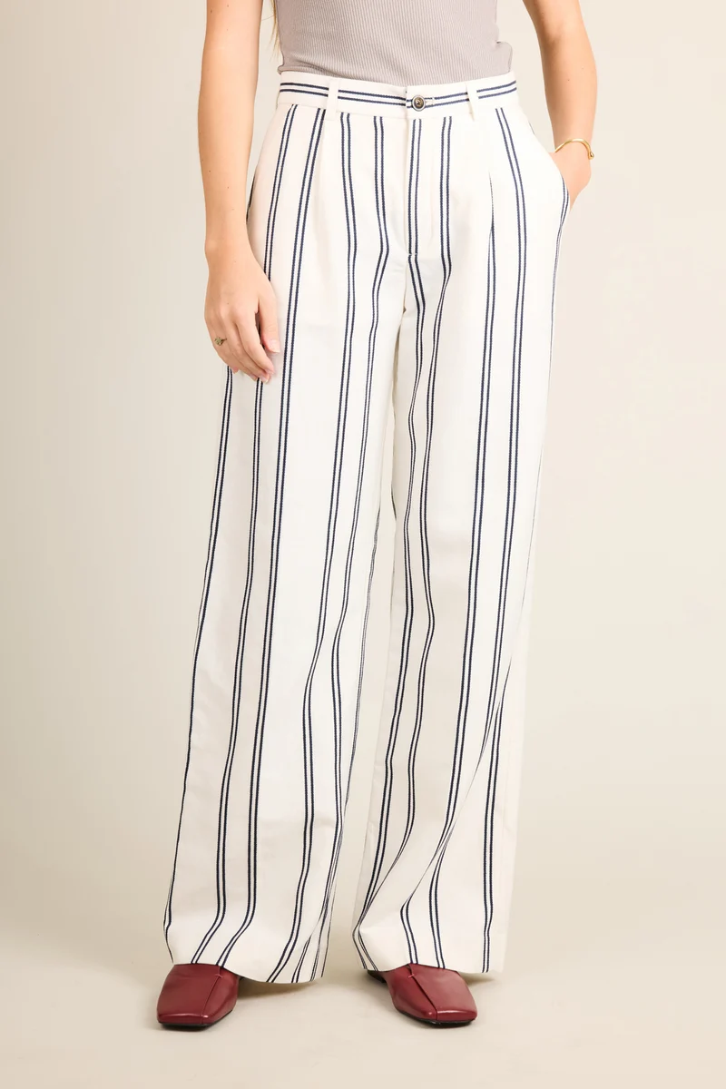Pantalon palazzo léger rayé
