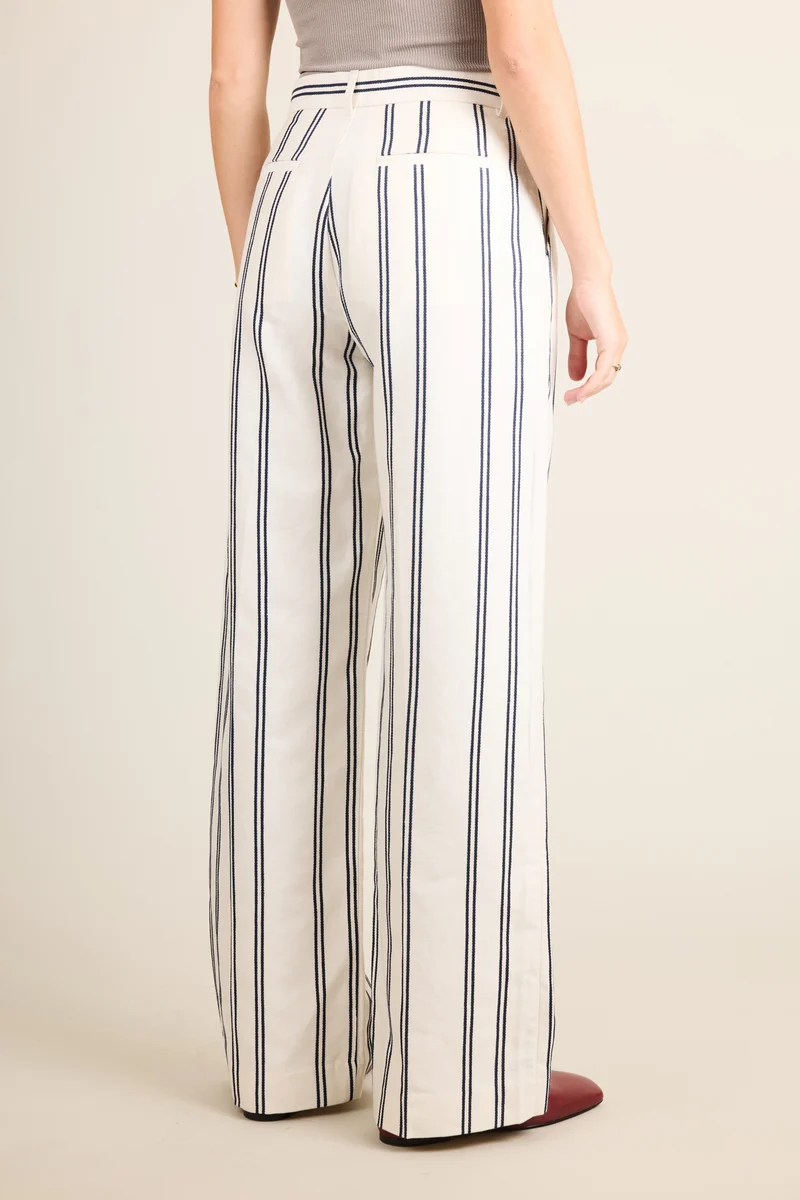 Pantalon palazzo léger rayé