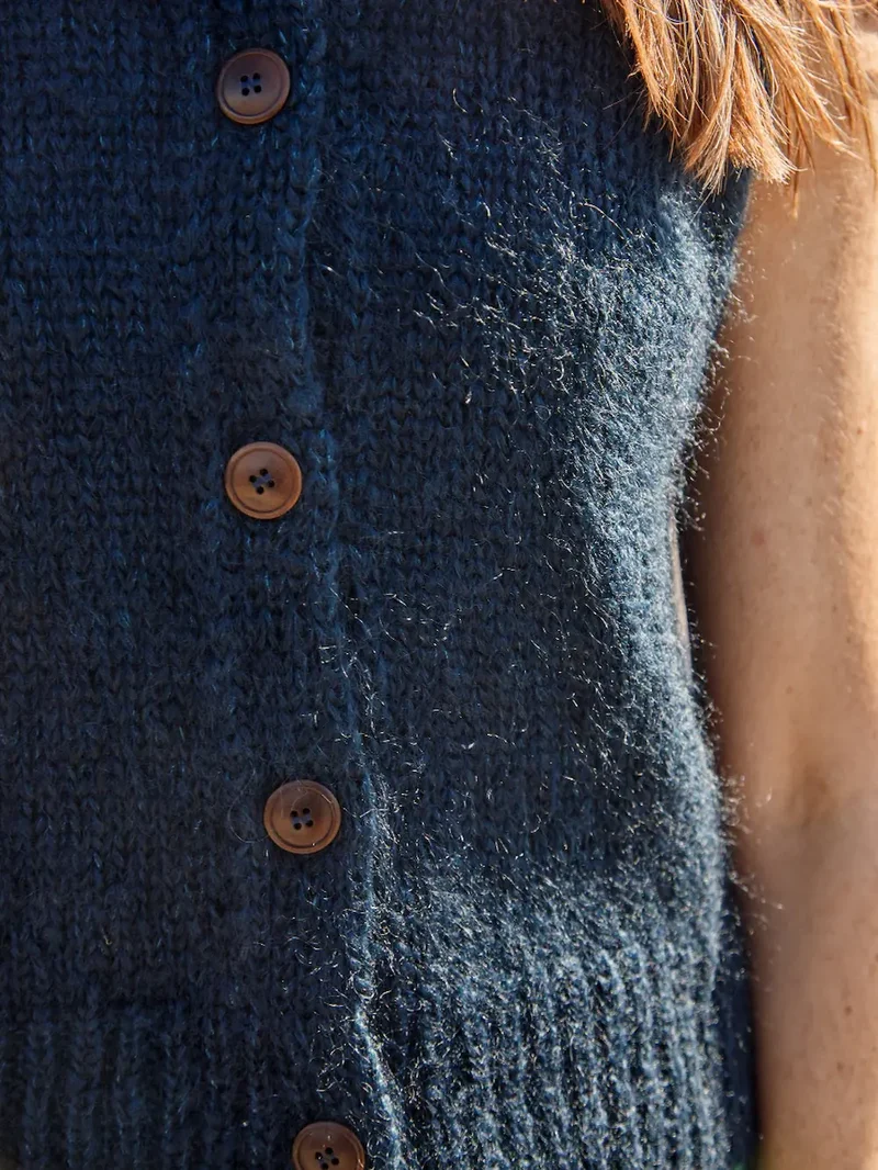 FRIDA Sleeveless Cardigan in Mohair and Silk - Midnight Blue