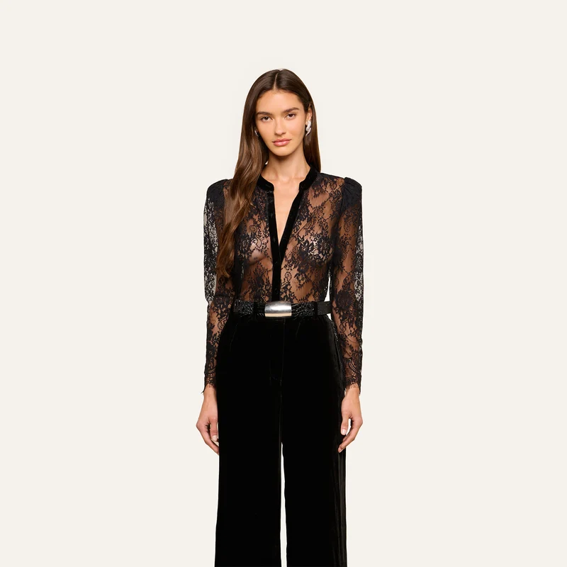 Dorothea Velvet Lace Blouse