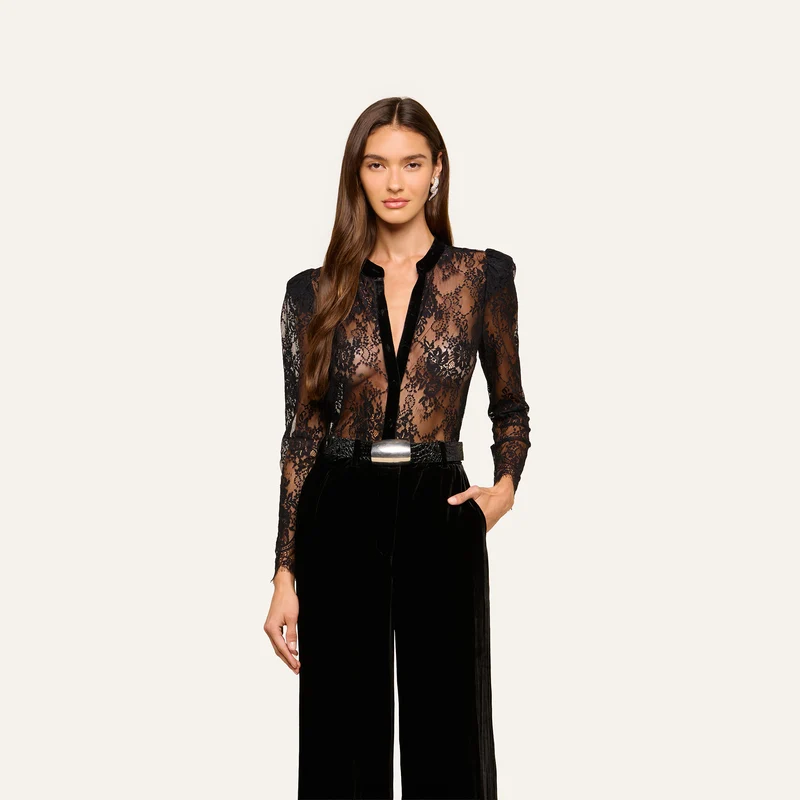 Dorothea Velvet Lace Blouse