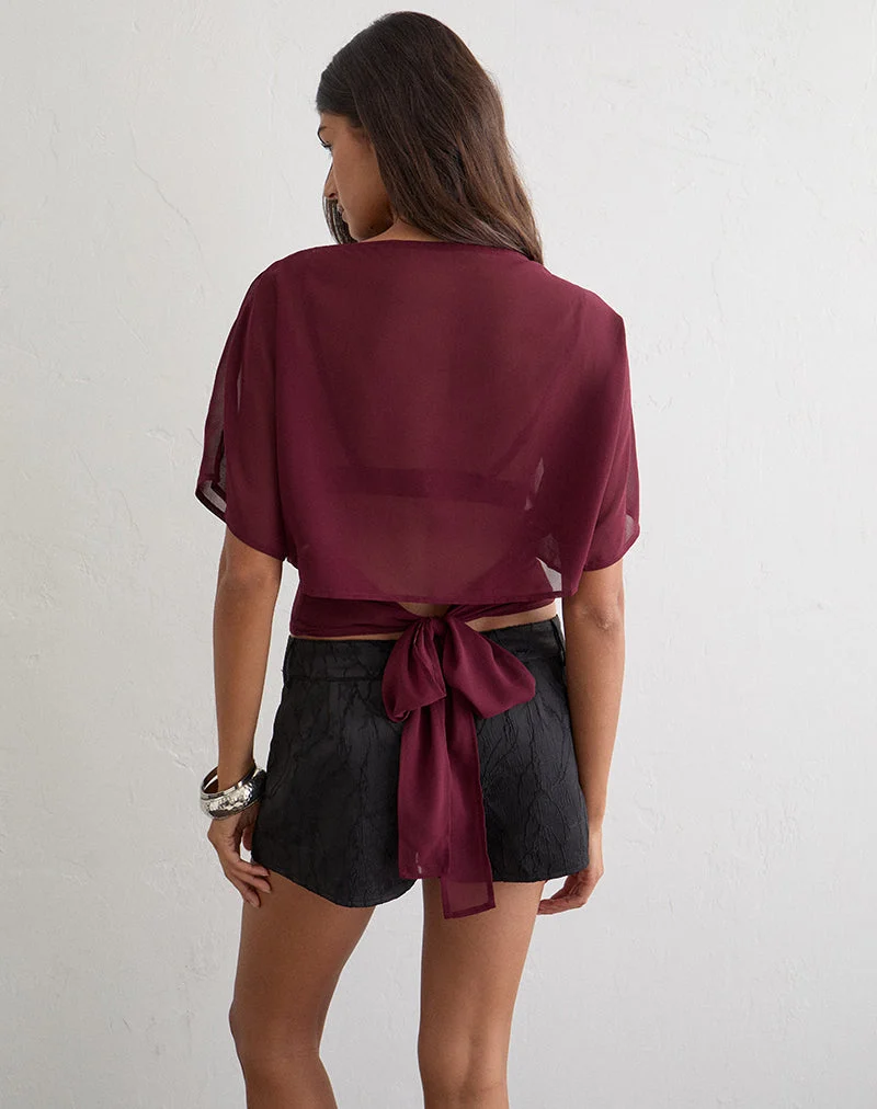 Haut Wahita en mousseline bordeaux