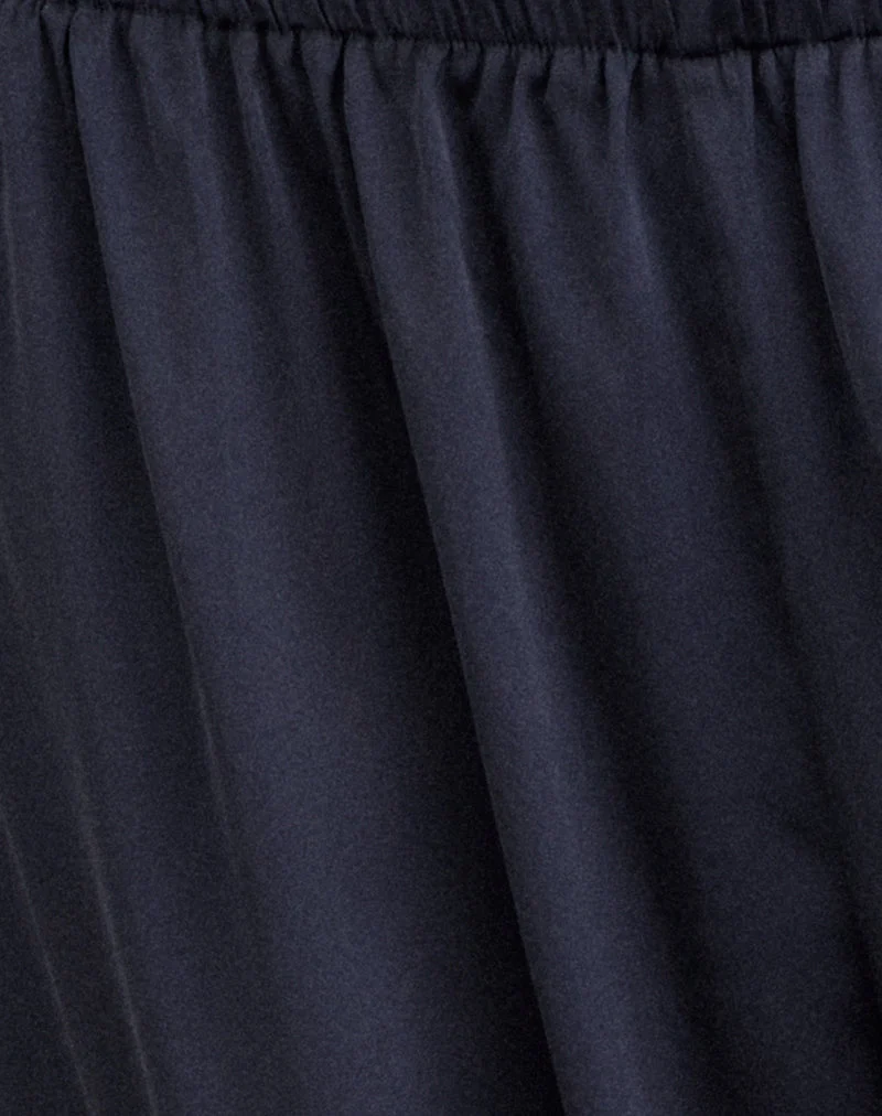 Pantalon bouffant Hestama en satin bleu marine