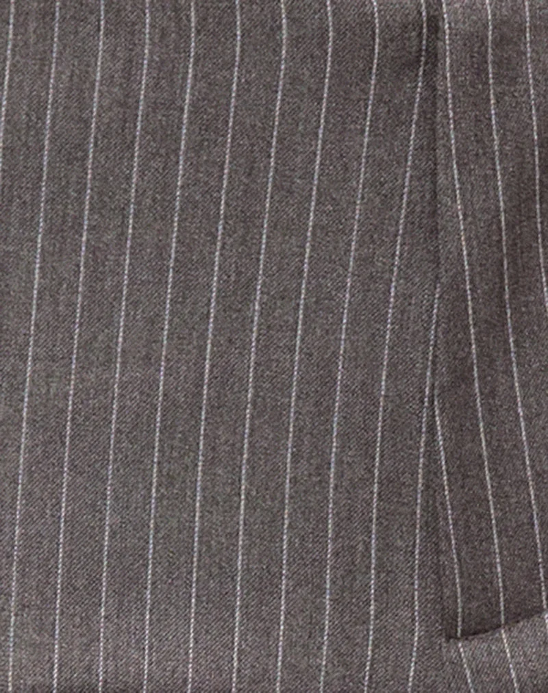 Pantalon Yaswa en tissu de costume à fines rayures grises et marron