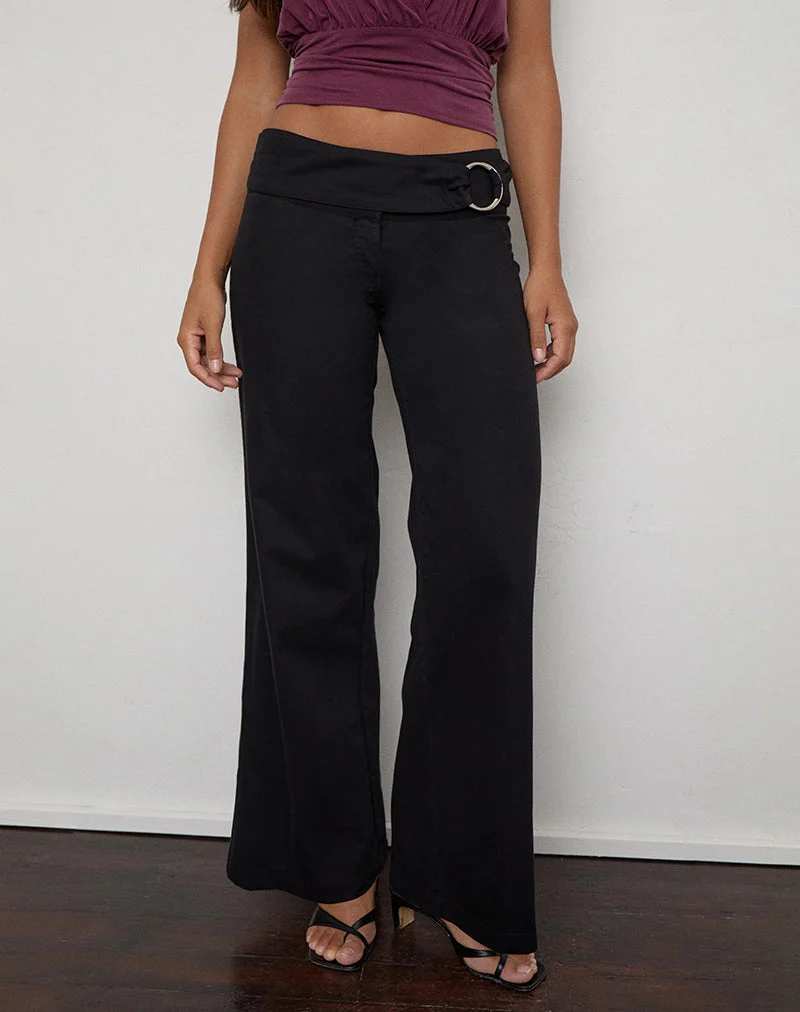 Pantalon Falitasa en twill noir avec boucle