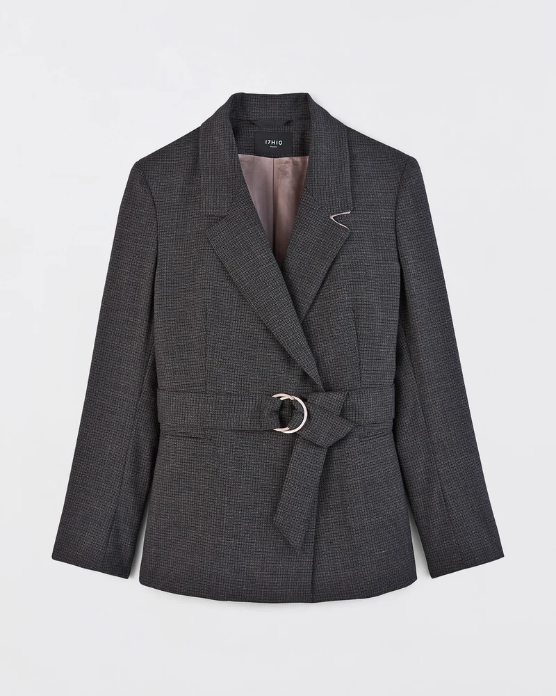 Veste ceinturée Olbia - Noir Chiné