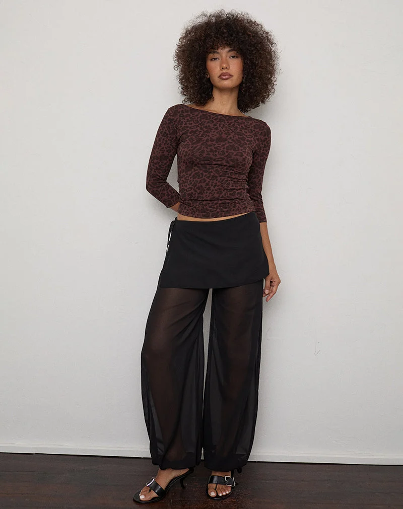 Pantalon Suteman avec jupe superposée en mousseline noire