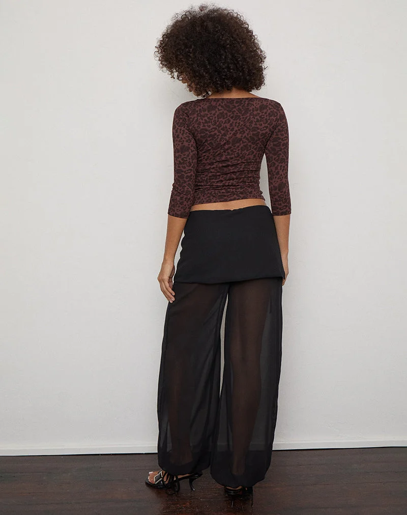 Pantalon Suteman avec jupe superposée en mousseline noire
