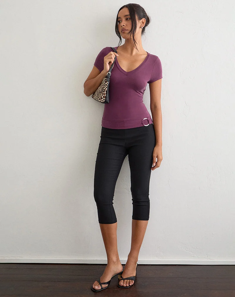 Haut Aluvia avec anneau argenté, en Cupro violet foncé