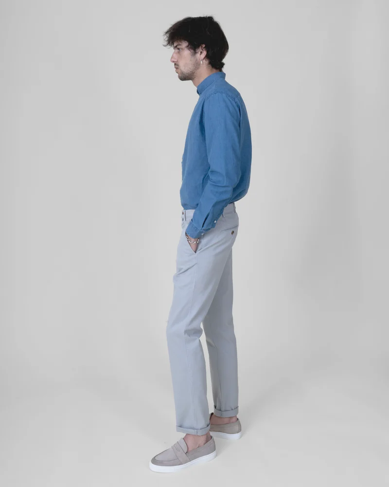Pantalon "Pornichet E26" Chino Gris Clair Coupe Classique