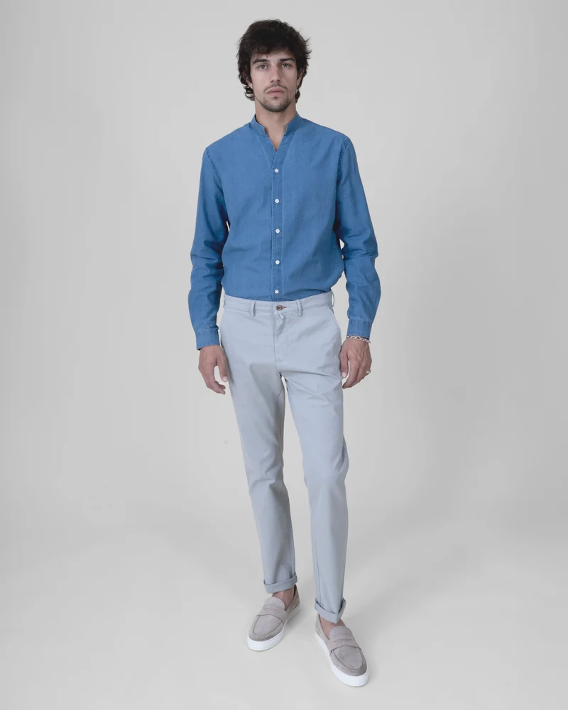 Pantalon "Pornichet E26" Chino Gris Clair Coupe Classique