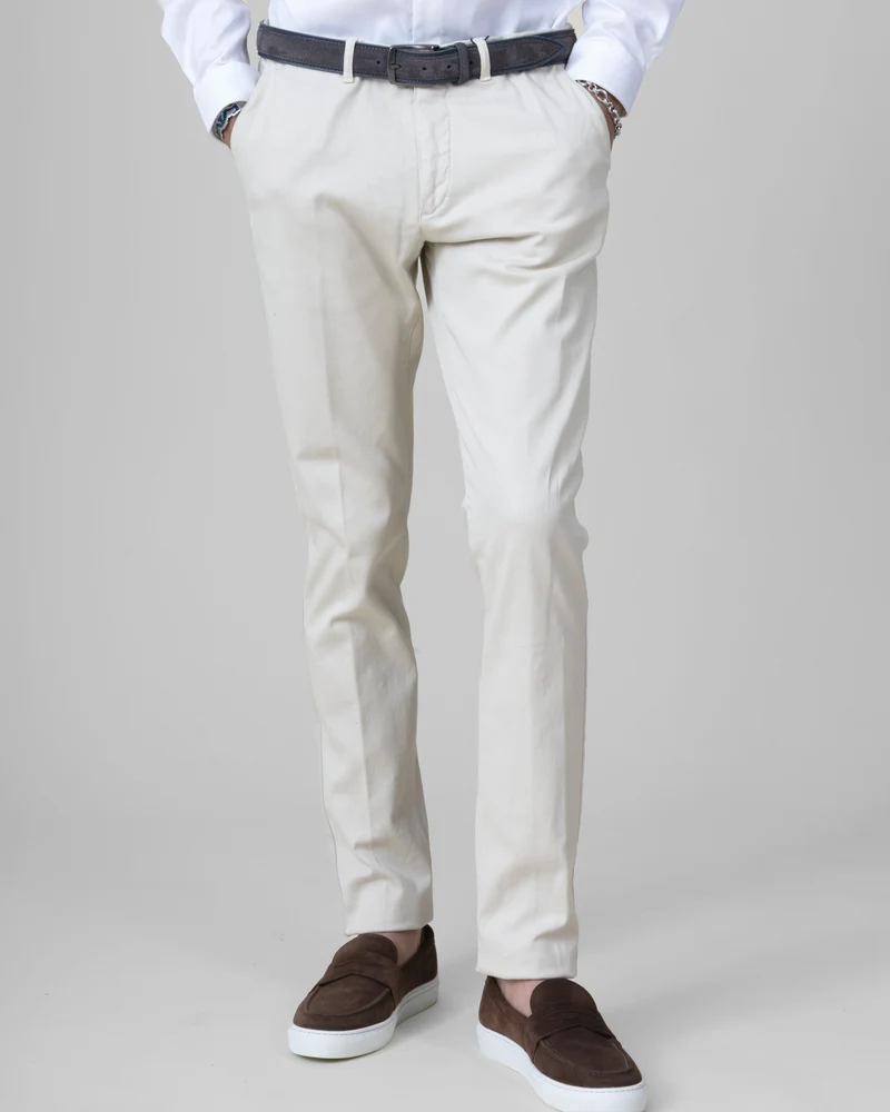 Pantalon "Giorgio" Chino Beige Clair / Ecru Coupe Slim