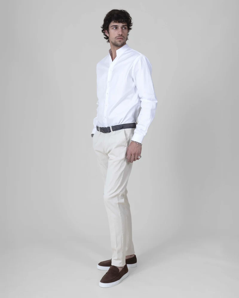 Pantalon "Giorgio" Chino Beige Clair / Ecru Coupe Slim