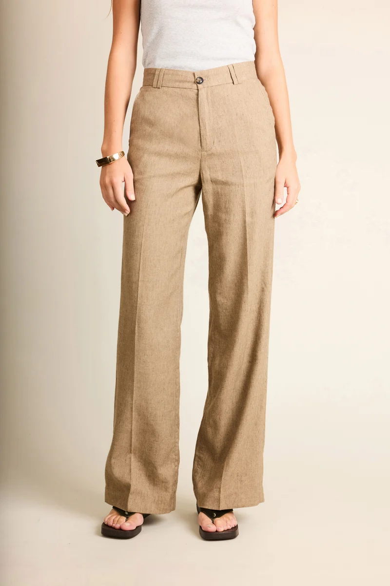 Pantalon wideleg léger marron clair