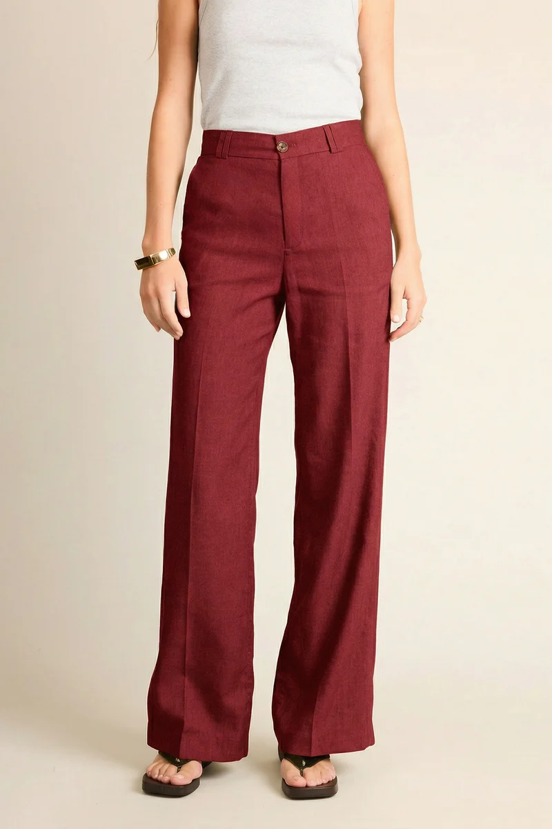 Pantalon wideleg léger rose