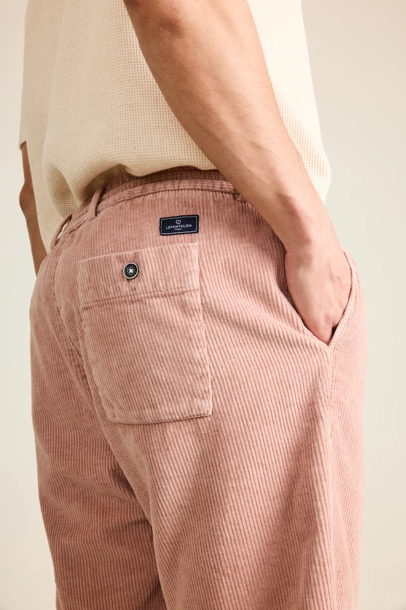 Bermuda velours vieux rose
