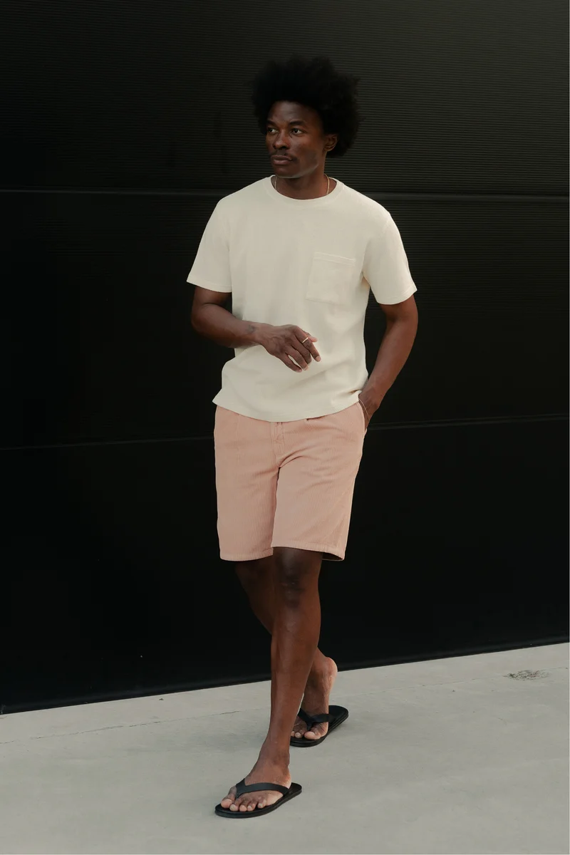 Bermuda velours vieux rose