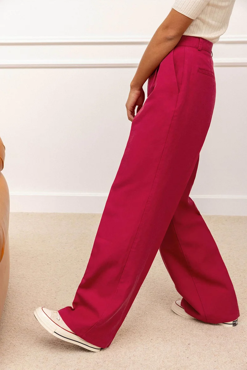 Pantalon palazzo léger fuschia