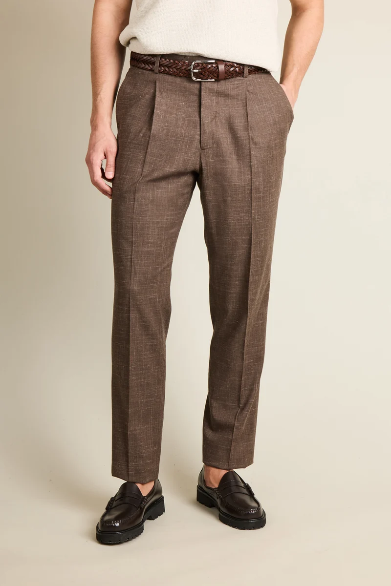 Pantalon à pinces léger marron