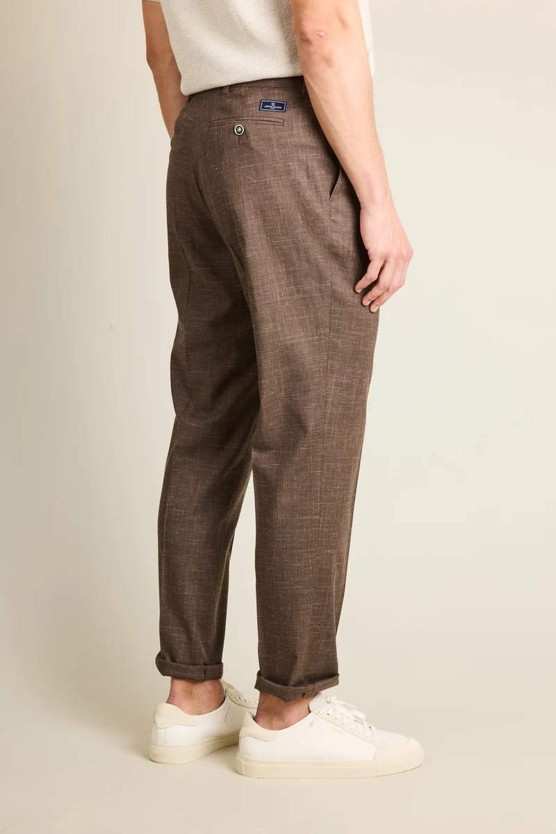 Pantalon à pinces léger marron