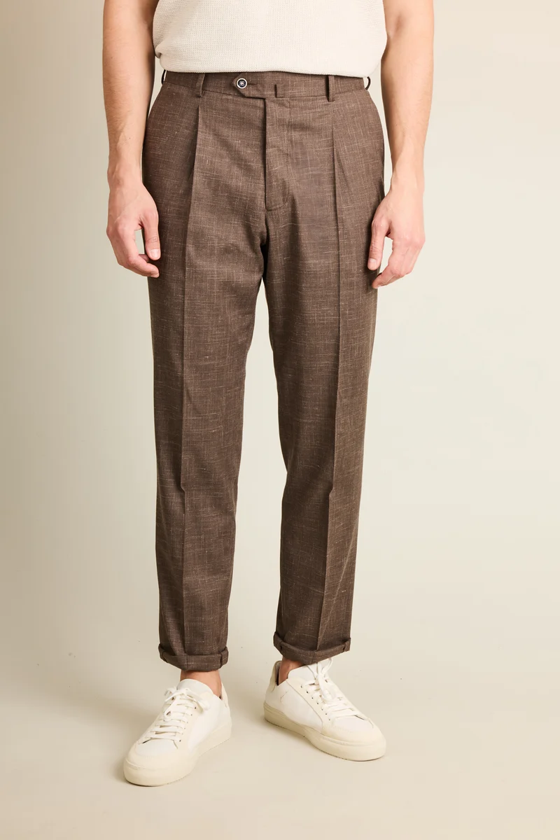 Pantalon à pinces léger marron