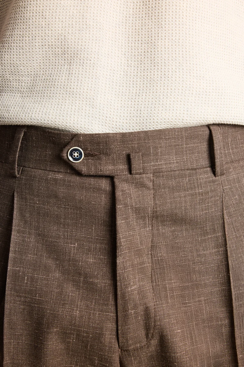 Pantalon à pinces léger marron