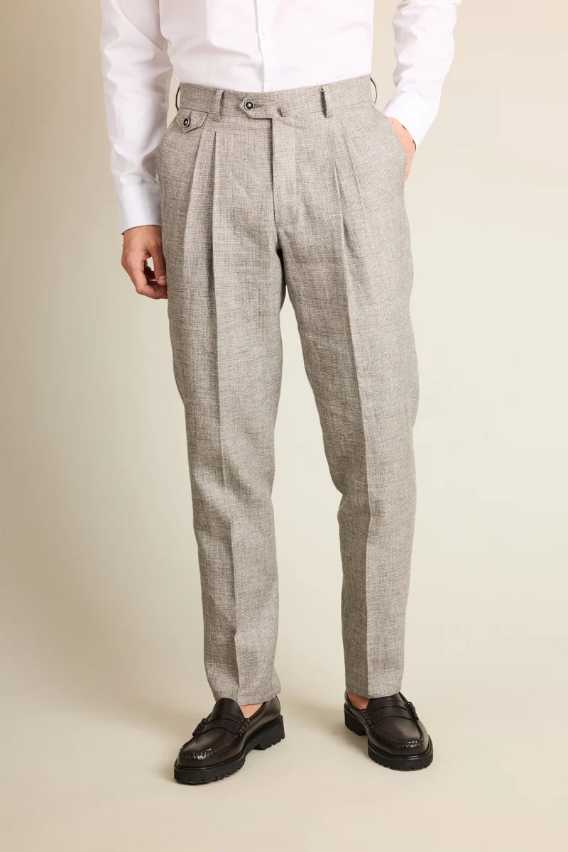 Pantalon double pinces léger pied de puce