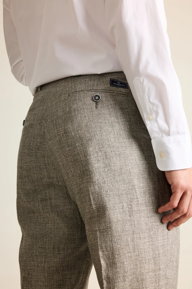 Pantalon double pinces léger pied de puce