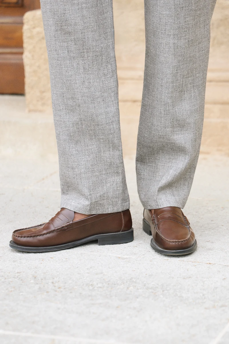 Pantalon double pinces léger pied de puce